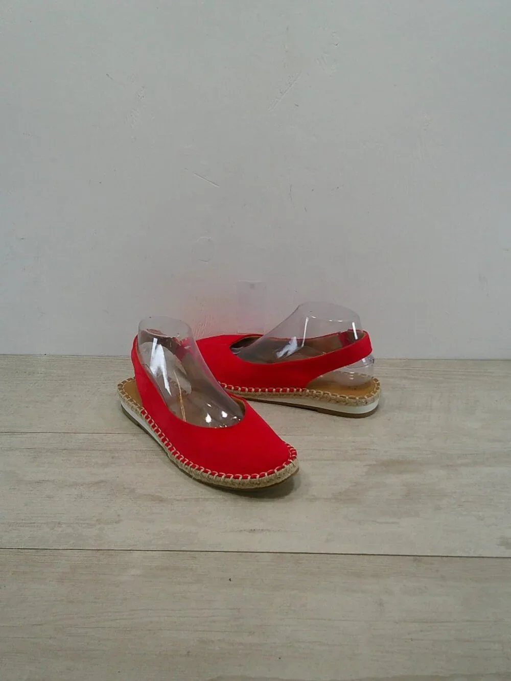 A New Day Irene Shoes Espadrille Slingback Closed Toe Comfort Red Flats Size 9